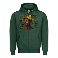 Sports Green afro man black king i am Zipper Hoodie - texasbilliewilder