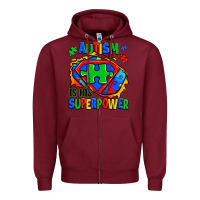 Burgundy autism is his superpower ripped Zipper Hoodie - Zillion Design Studio