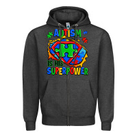 Charcoal Heather autism is his superpower ripped Zipper Hoodie - Zillion Design Studio