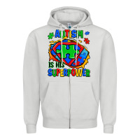 Dove Grey autism is his superpower ripped Zipper Hoodie - Zillion Design Studio