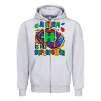 Heather Grey autism is his superpower ripped Zipper Hoodie - Zillion Design Studio