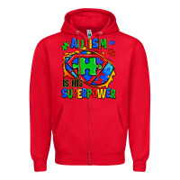 Red autism is his superpower ripped Zipper Hoodie - Zillion Design Studio