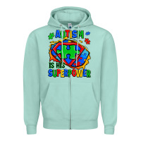 Seafoam autism is his superpower ripped Zipper Hoodie - Zillion Design Studio