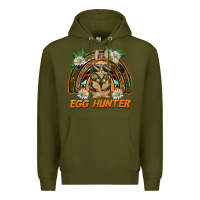 Army Green easter egg hunter  rabbit rainbow Premium Hoodie - BarkalooDesign