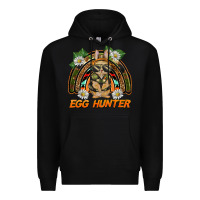Black easter egg hunter  rabbit rainbow Premium Hoodie - BarkalooDesign