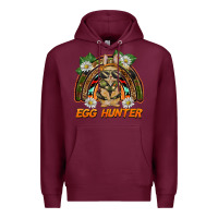 Burgundy easter egg hunter  rabbit rainbow Premium Hoodie - BarkalooDesign