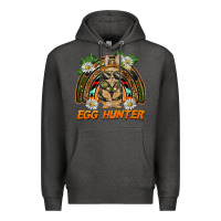 Charcoal Heather easter egg hunter  rabbit rainbow Premium Hoodie - BarkalooDesign