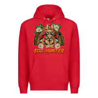 Red easter egg hunter  rabbit rainbow Premium Hoodie - BarkalooDesign