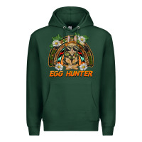 Sports Green easter egg hunter  rabbit rainbow Premium Hoodie - BarkalooDesign