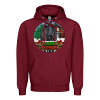 Burgundy Black Angus Cattle Merry Christmas Zipper Hoodie - RanaPortraitStore
