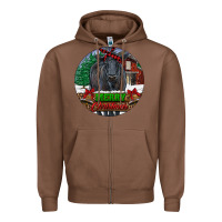 Chestnut Black Angus Cattle Merry Christmas Zipper Hoodie - RanaPortraitStore