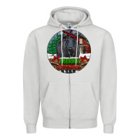 Dove Grey Black Angus Cattle Merry Christmas Zipper Hoodie - RanaPortraitStore