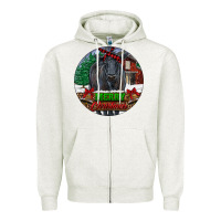 Oatmeal Heather Black Angus Cattle Merry Christmas Zipper Hoodie - RanaPortraitStore
