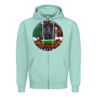 Seafoam Black Angus Cattle Merry Christmas Zipper Hoodie - RanaPortraitStore