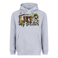 Heather Grey love my soldier Heavyweight Hoodie - Zillion Design Studio