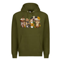 Army Green cows coffee cups Premium Hoodie - Jasminsmagicworld