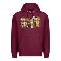 Burgundy cows coffee cups Premium Hoodie - Jasminsmagicworld