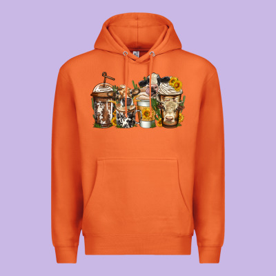 Cows Coffee Cups Premium Hoodie Designed By Jasminsmagicworld