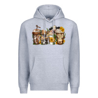 Heather Grey cows coffee cups Premium Hoodie - Jasminsmagicworld