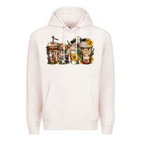 Pale Pink cows coffee cups Premium Hoodie - Jasminsmagicworld