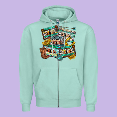 Zipper Hoodie 90s country casette tapes