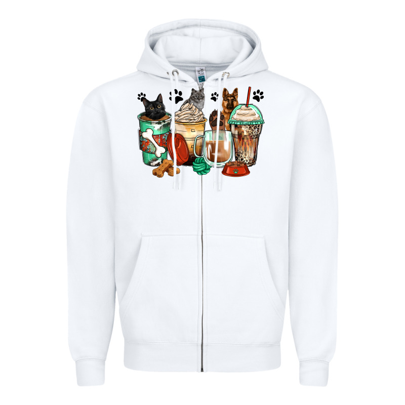 German Shepherd Black And Grey Cat Coffee Cups Zipper Hoodie by Zillion Design Studio | Teevron