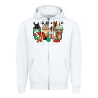 White german shepherd black and grey cat coffee cups Zipper Hoodie - Zillion Design Studio