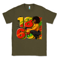 Army Green 1865 Juneteenth afro woman Classic Tee - RanaPortraitStore