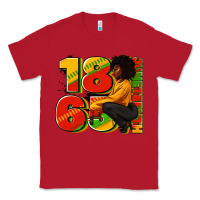 Red 1865 Juneteenth afro woman Classic Tee - RanaPortraitStore
