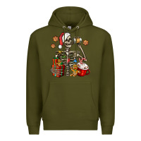 Army Green christmas skeleton coffee Premium Hoodie - Jasminsmagicworld