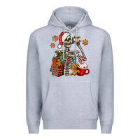 Heather Grey christmas skeleton coffee Premium Hoodie - Jasminsmagicworld