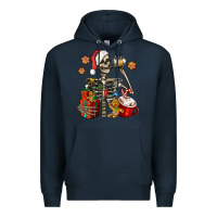 Navy christmas skeleton coffee Premium Hoodie - Jasminsmagicworld