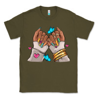 Army Green Afro woman nail art Classic Tee - RanaPortraitStore