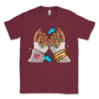 Burgundy Afro woman nail art Classic Tee - RanaPortraitStore