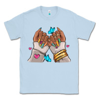 Dusty Blue Afro woman nail art Classic Tee - RanaPortraitStore