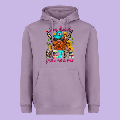 I'm Head Heffa Just Ask Me Heavyweight Hoodie Designed By Zillion Design Studio