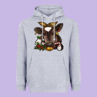 Christmas Baby Cow Heavyweight Hoodie Designed By Ranaportraitstore