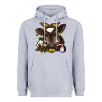 Heather Grey christmas baby cow Heavyweight Hoodie - RanaPortraitStore