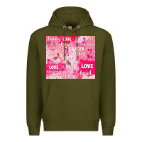 Army Green breast cancer awareness pink Premium Hoodie - AdoDesignShop