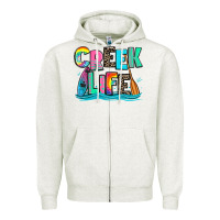 Oatmeal Heather creek life kayaking Zipper Hoodie - Zillion Design Studio