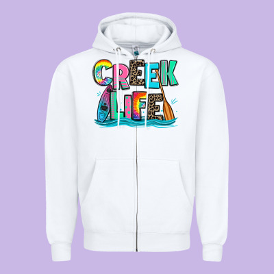 Creek Life Kayaking Zipper Hoodie Designed By Zillion Design Studio