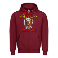 Burgundy Merry Christmas Longhorn Cow Zipper Hoodie - RanaPortraitStore