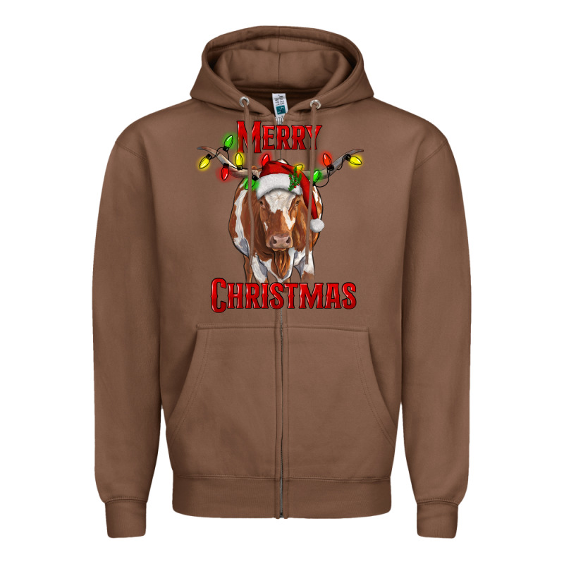 Merry Christmas Longhorn Cow Zipper Hoodie by RanaPortraitStore | Teevron