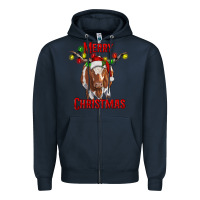 Navy Merry Christmas Longhorn Cow Zipper Hoodie - RanaPortraitStore