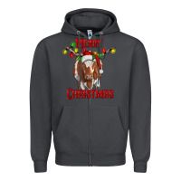 Smoke Merry Christmas Longhorn Cow Zipper Hoodie - RanaPortraitStore