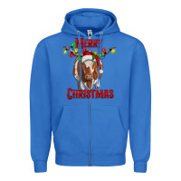 True Royal Merry Christmas Longhorn Cow Zipper Hoodie - RanaPortraitStore