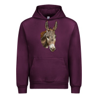 Mauve Wine Andalusian Donkey Face Urban Hoodie - LillyAllenDesigns
