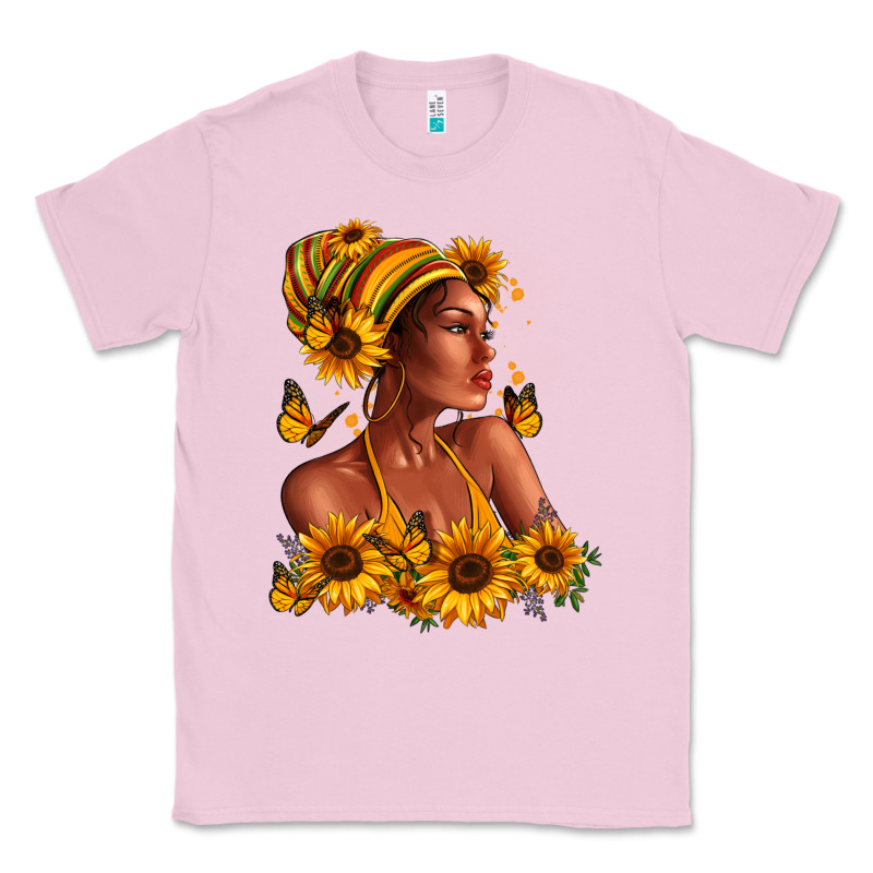 Afro American Woman Sunflowers Classic Tee by RanaPortraitStore | Teevron