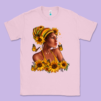 Afro American Woman Sunflowers Classic Tee Designed By Ranaportraitstore