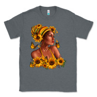 Charcoal Heather Afro American woman sunflowers Classic Tee - RanaPortraitStore